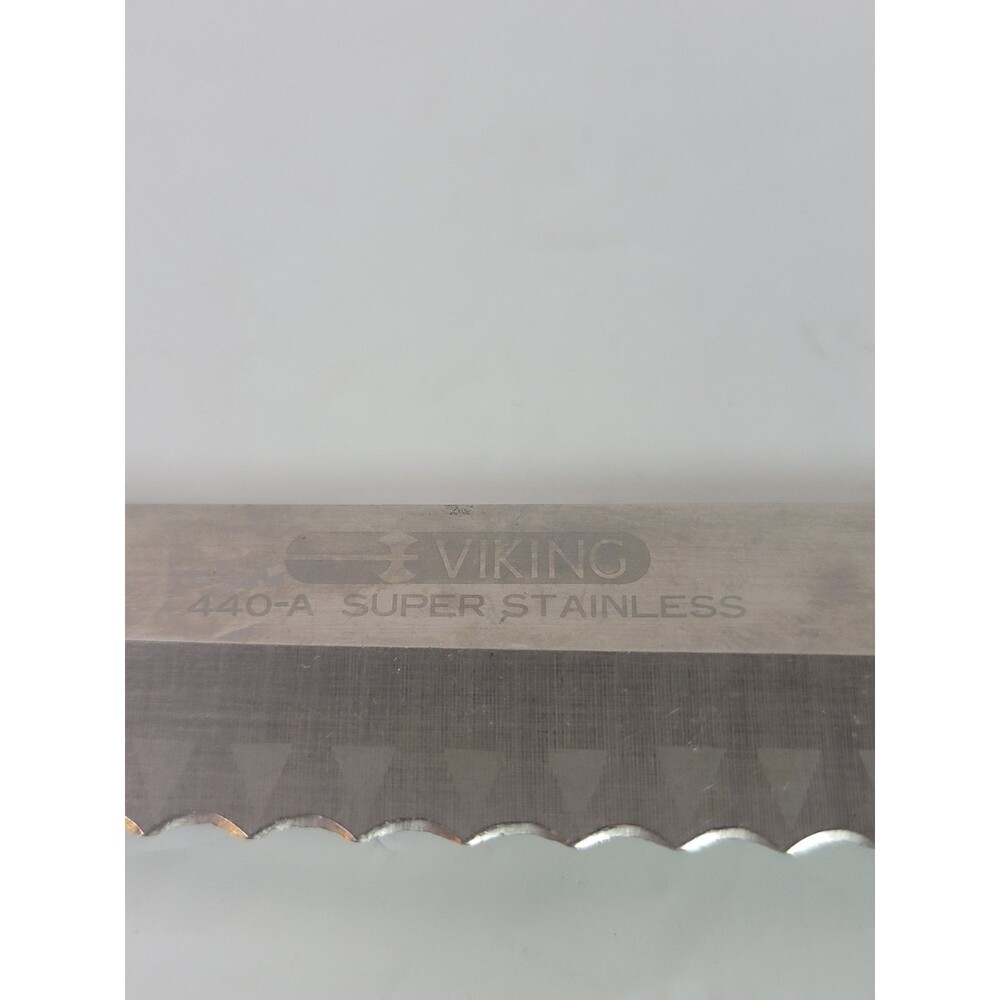Vintage Viking 440-A Super Stainless Serrated Bread Slicing Knife Wood Handle